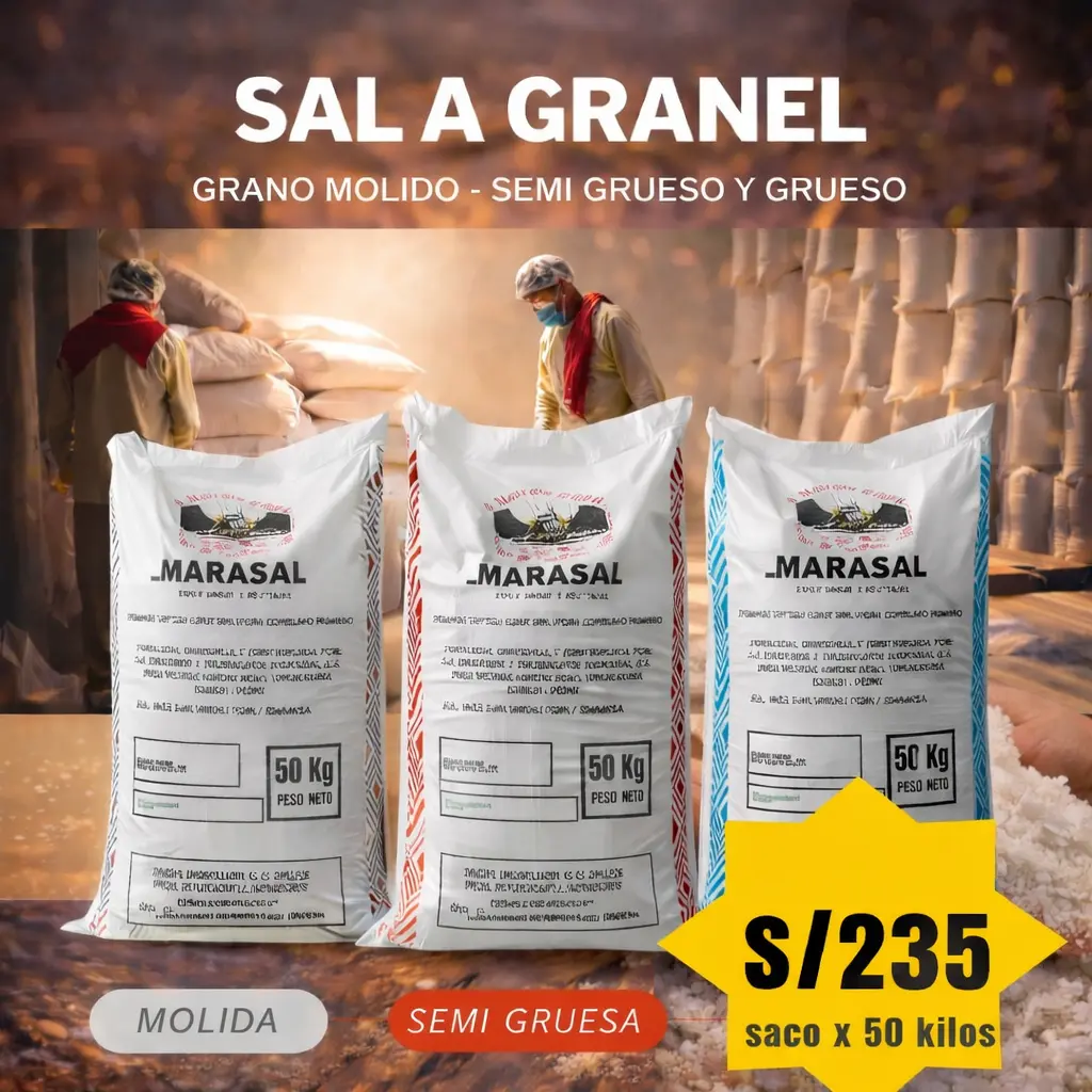 Saco de Sal de Maras 50 kilos para distribuidores y restaurantes